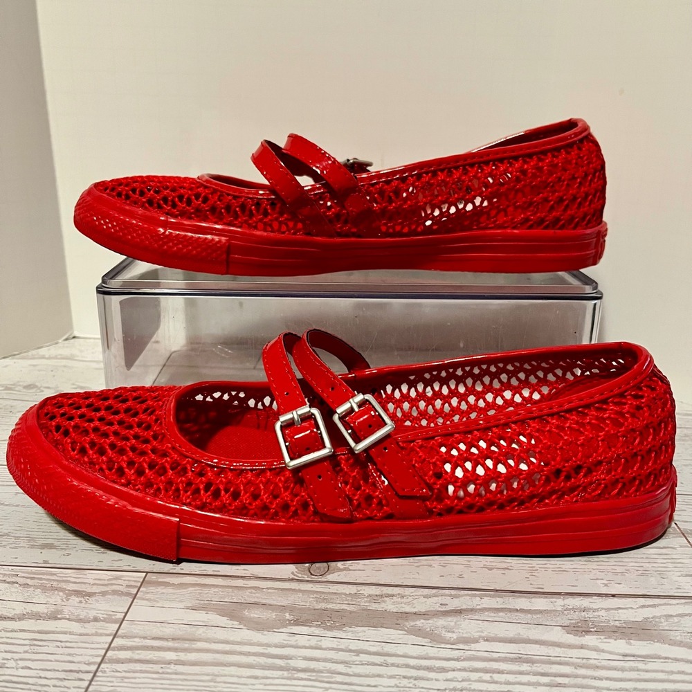 Converse CTAS Dainty Mary Jane Knit Red Women 7.5 Ballet Double Buckle A16568C